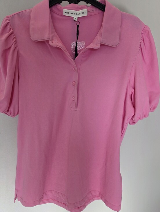 English Factory Tops - English Factory Pink Knit Polo Top Size Medium NWT